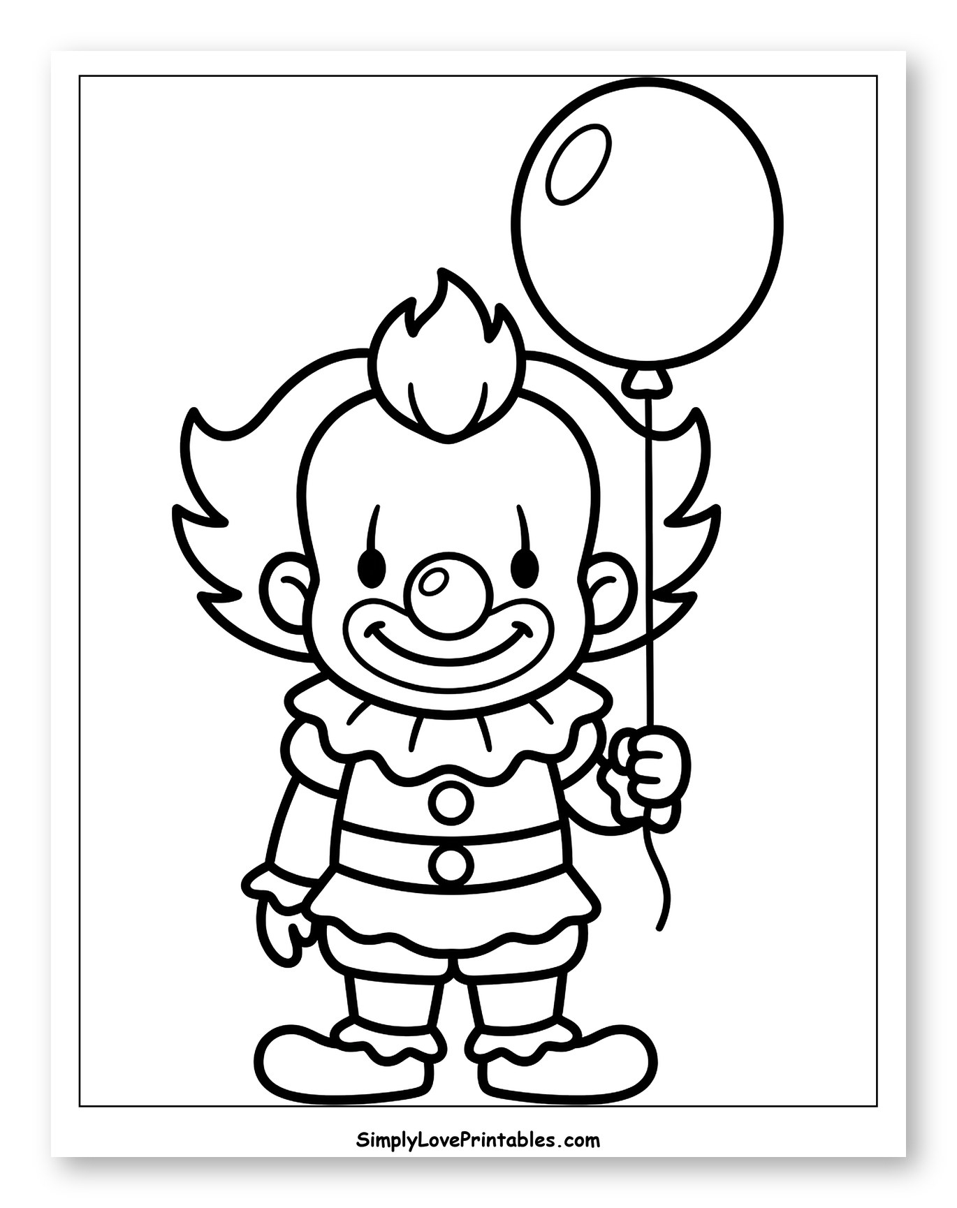 Happy Cartoon Clown Holding Balloon