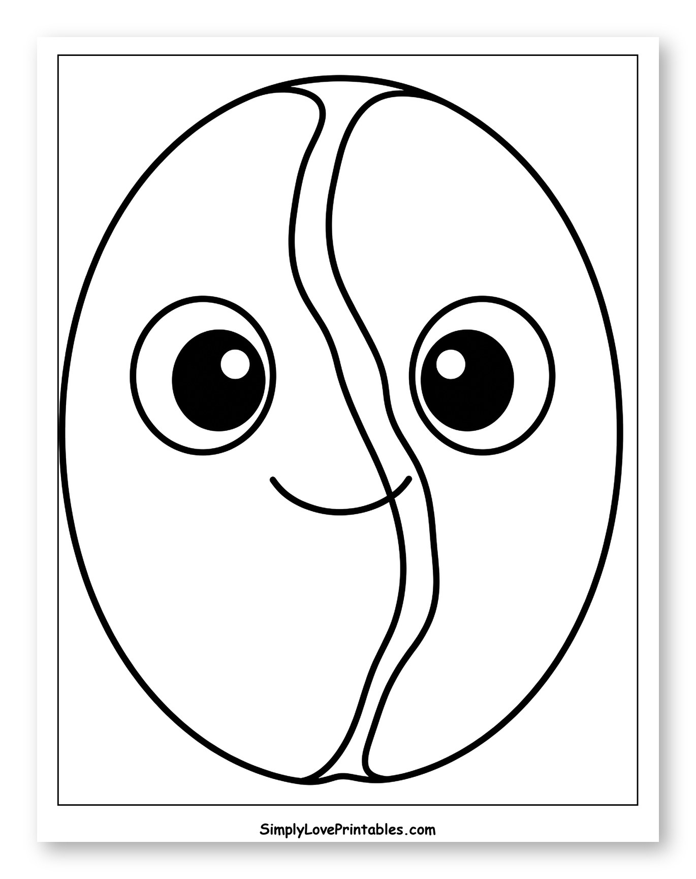 Happy Cartoon Coffee Bean Coloring Sheet for Toddlers