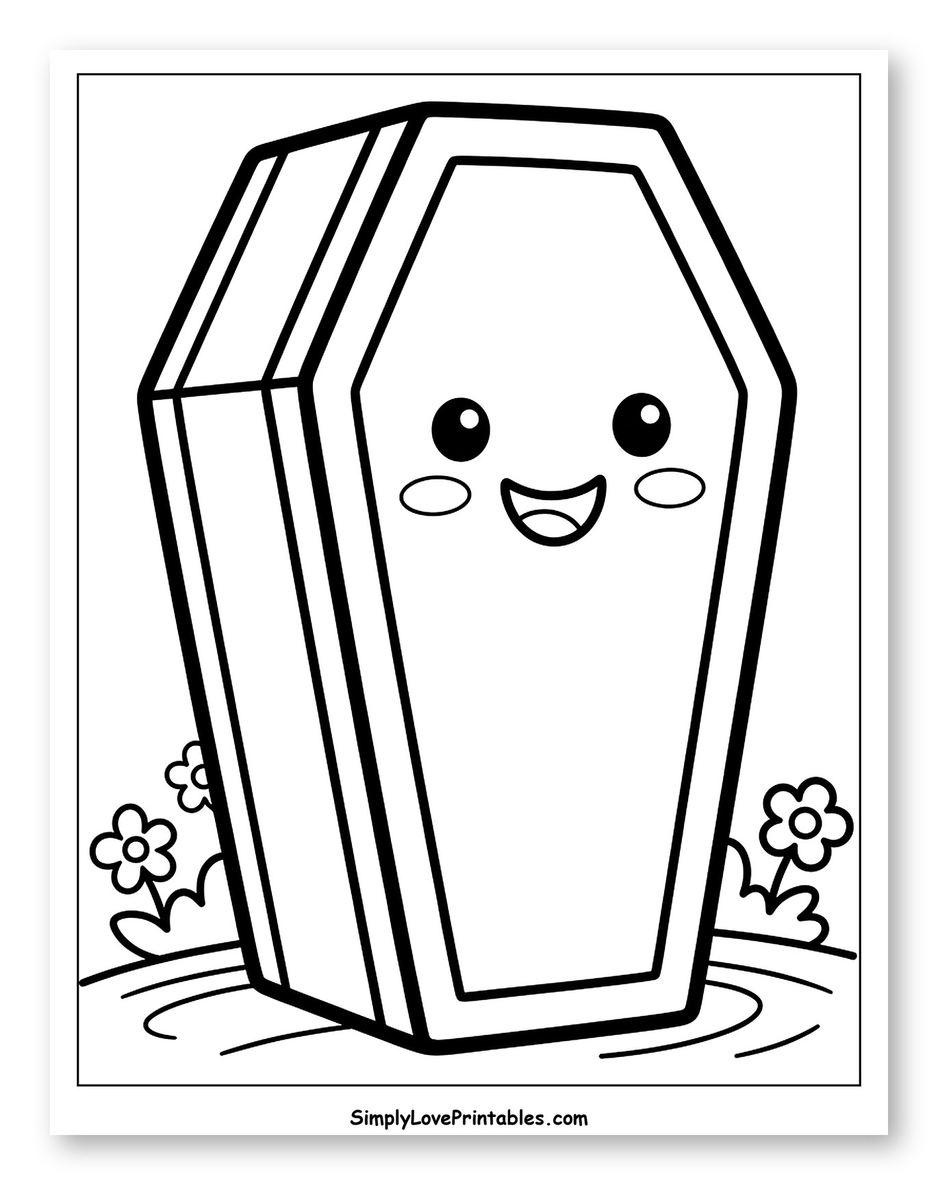 Happy Cartoon Coffin in a Garden