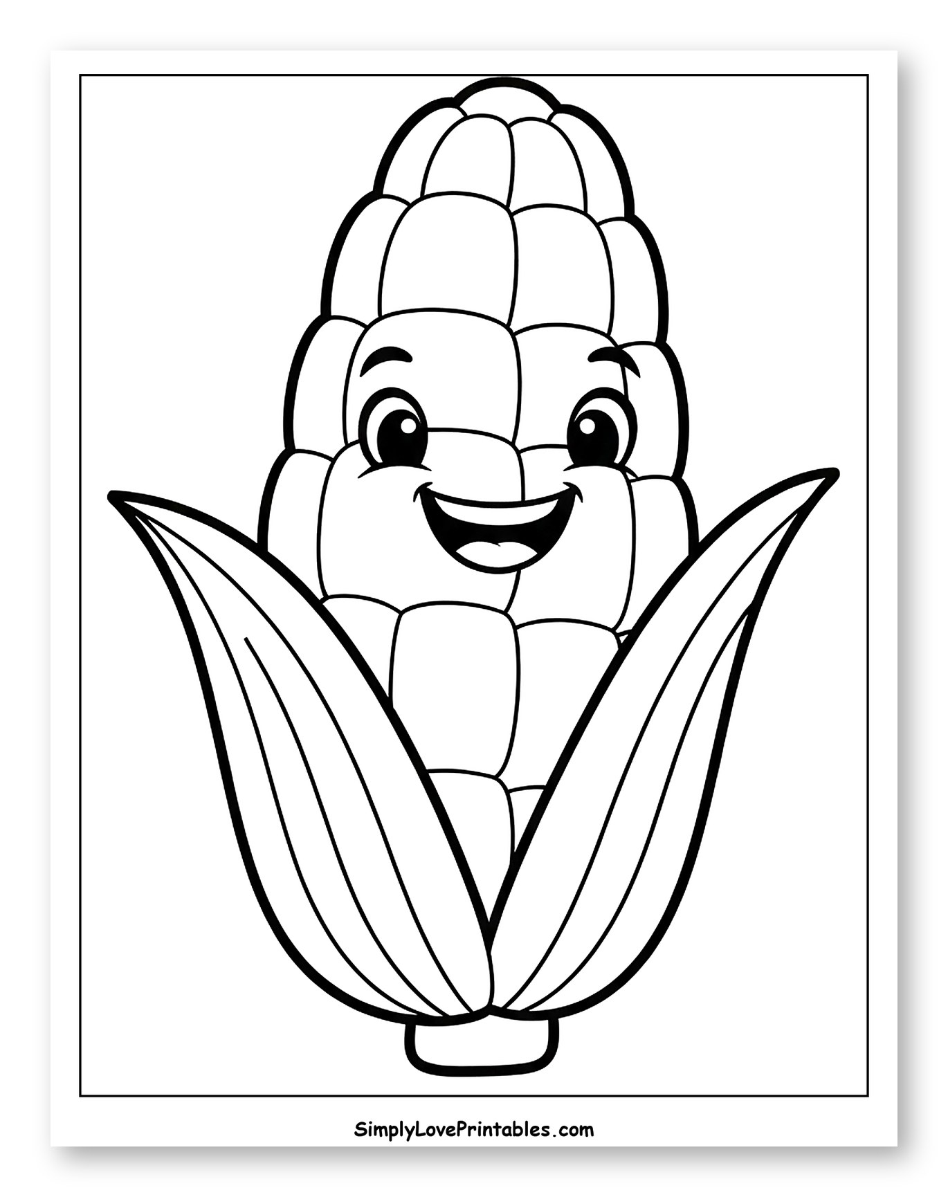 Happy Cartoon Corn Cob in Husks