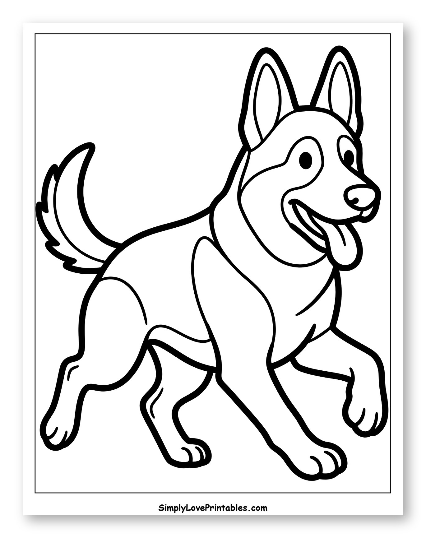 Happy Cartoon Dog Trotting Coloring Page for Toddlers