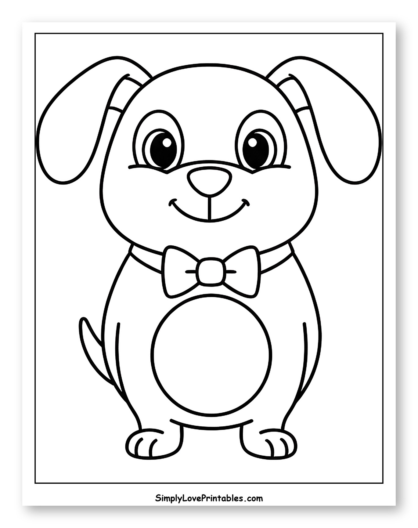 Happy Cartoon Dog with Bow Tie