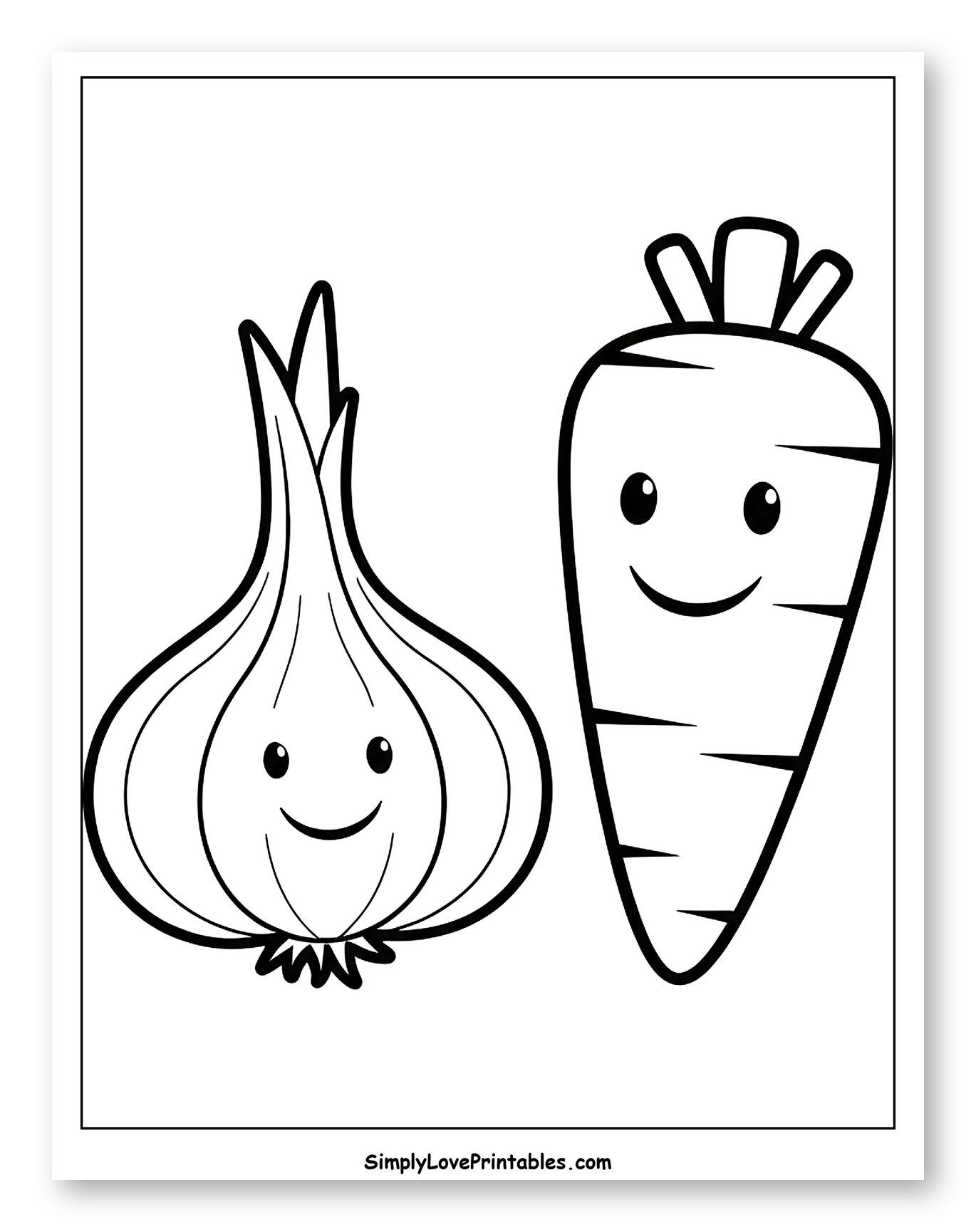 Happy Cartoon Garlic and Carrot