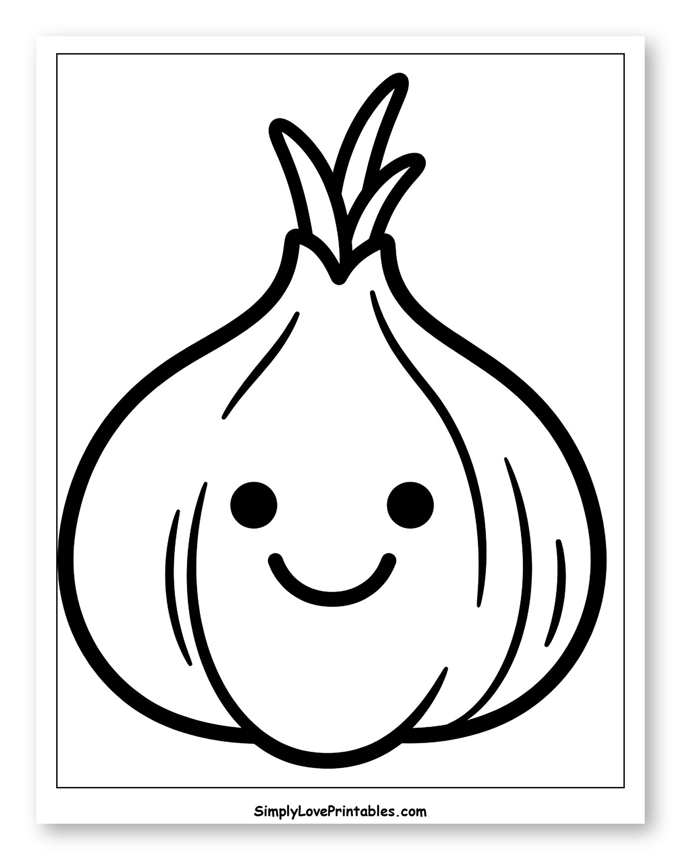 Happy Cartoon Garlic with a Smile Coloring Sheet for Toddlers