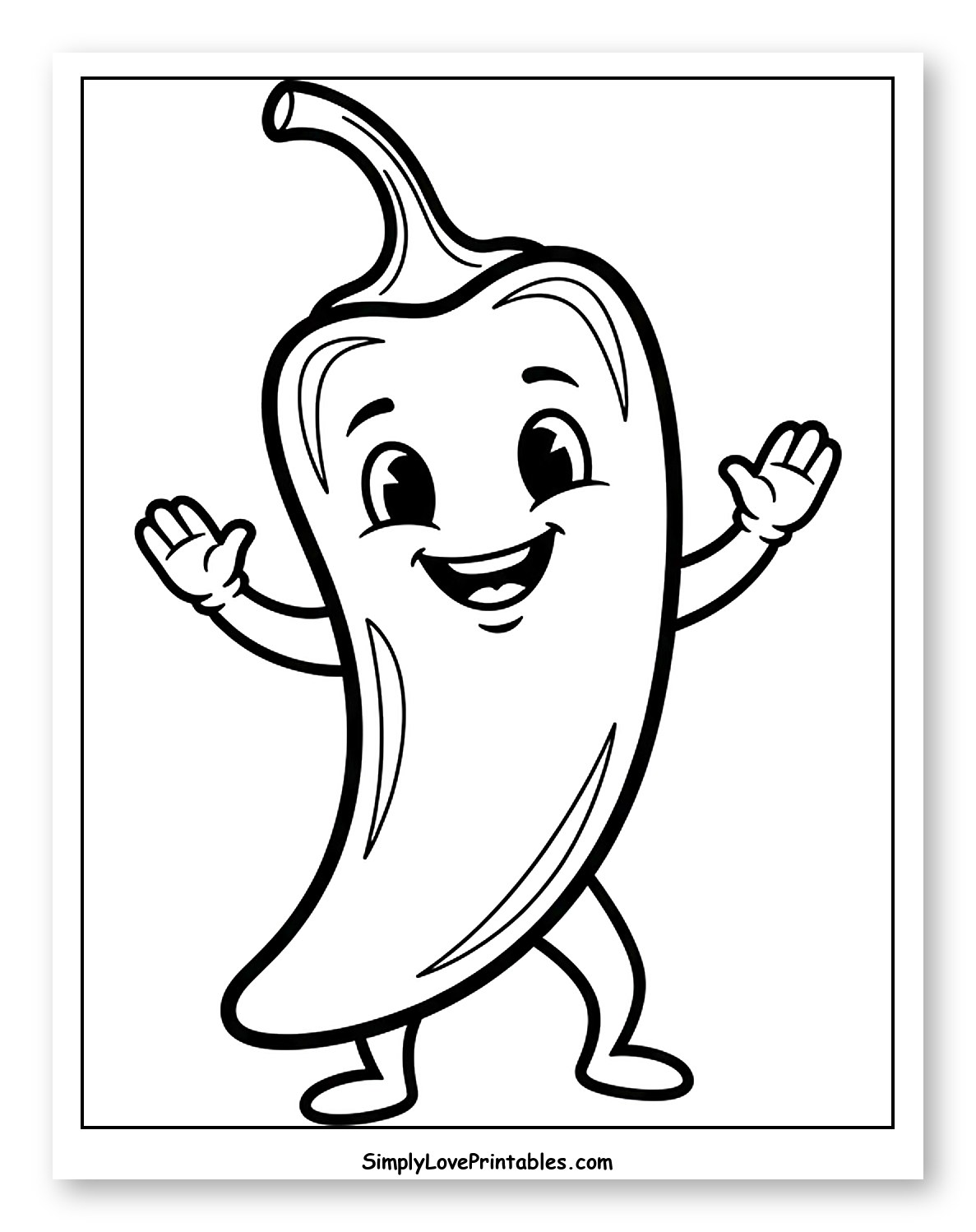 Happy Cartoon Jalapeño Pepper Waving
