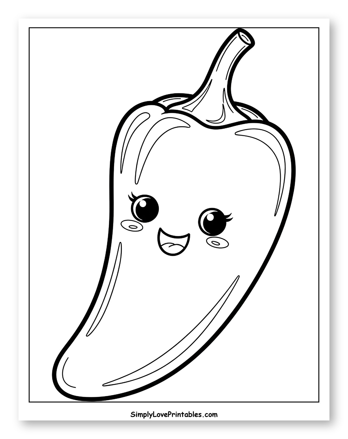 Happy Cartoon Jalapeño Pepper with Cute Face