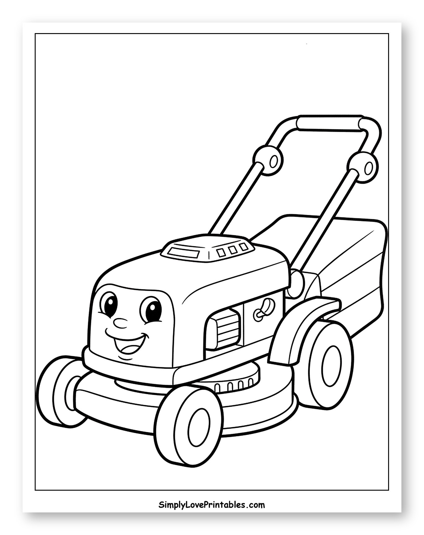 Happy Cartoon Lawn Mower Character