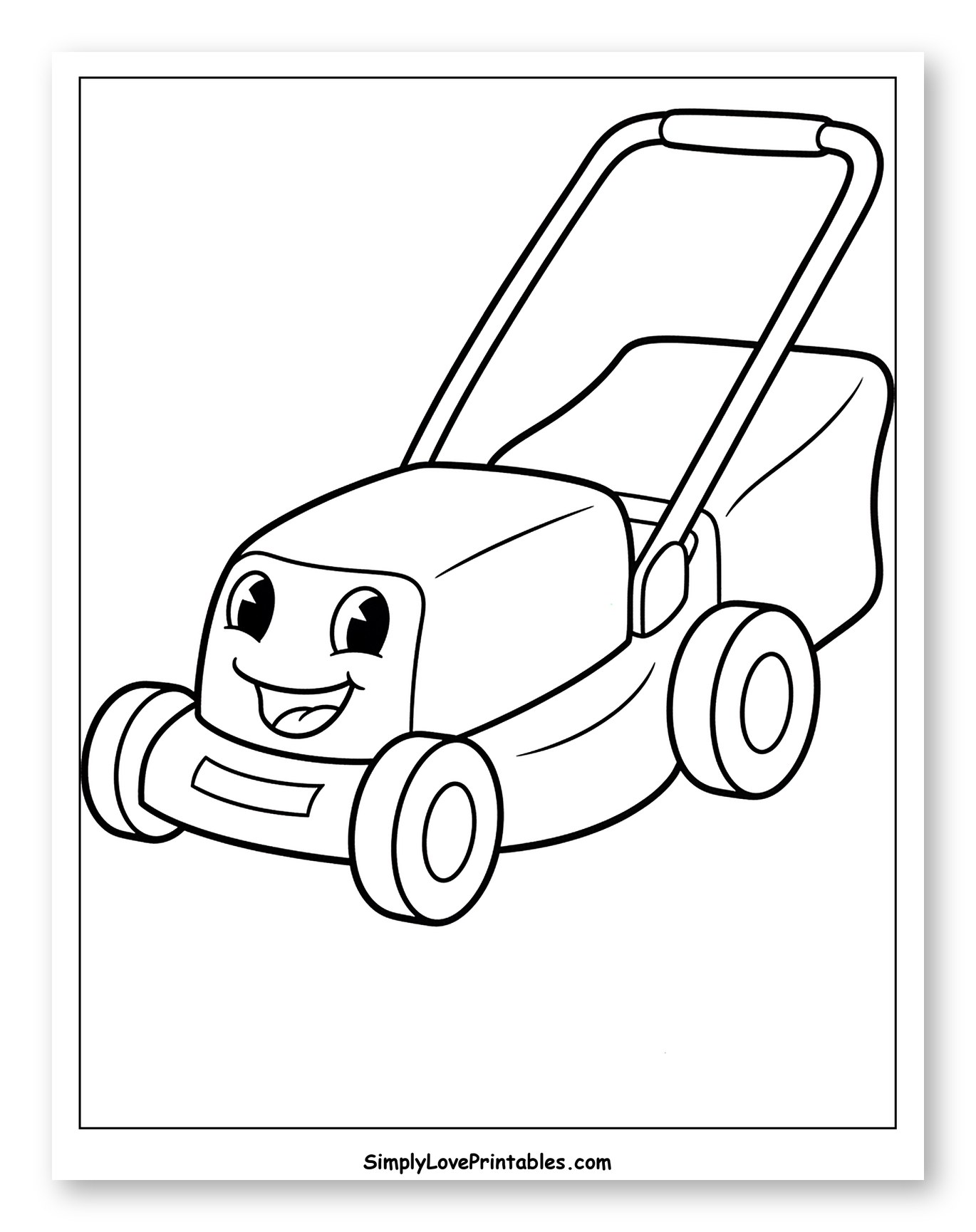 Happy Cartoon Lawn Mower with a Smile