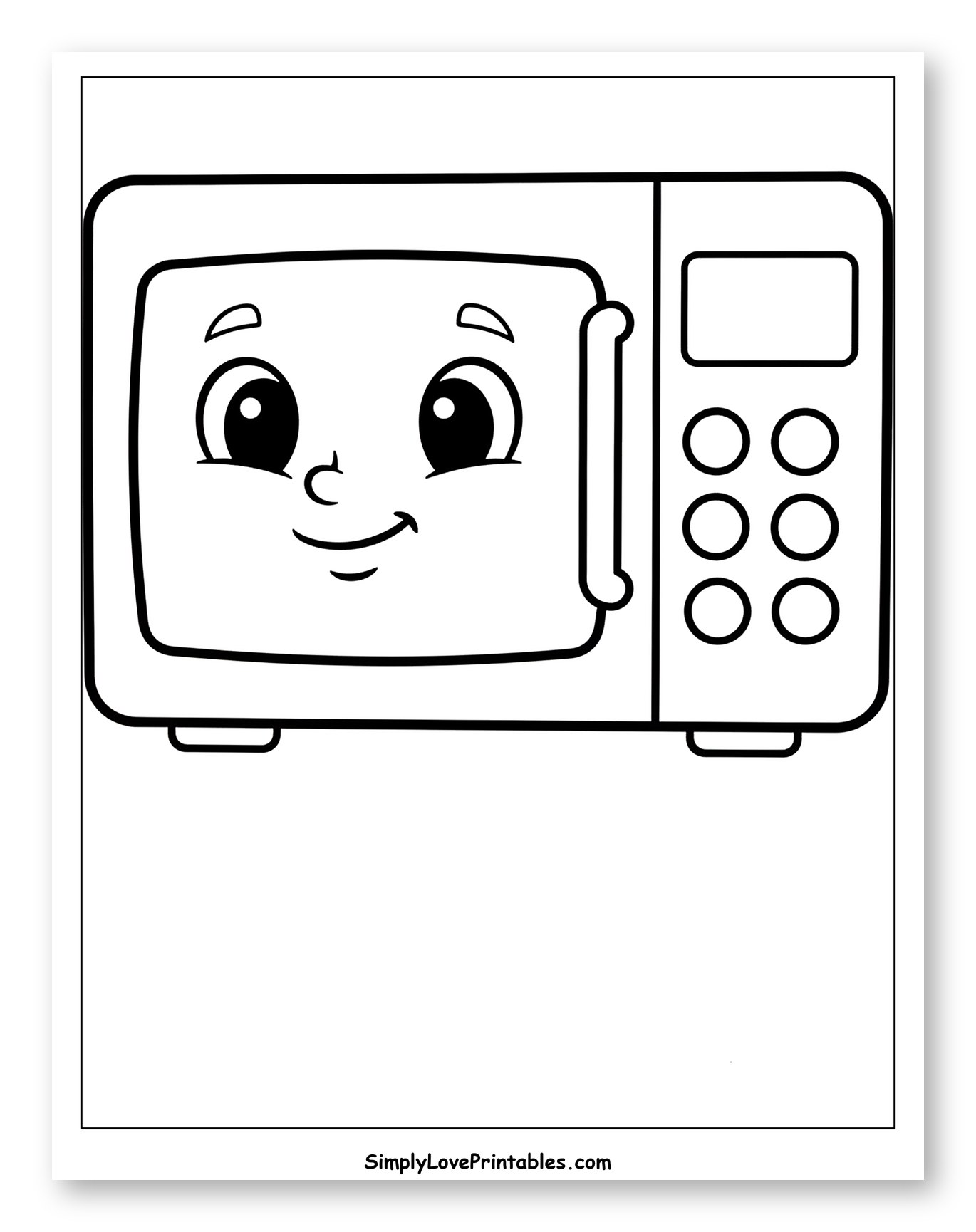 Happy Cartoon Microwave Oven Coloring Sheet for Toddlers