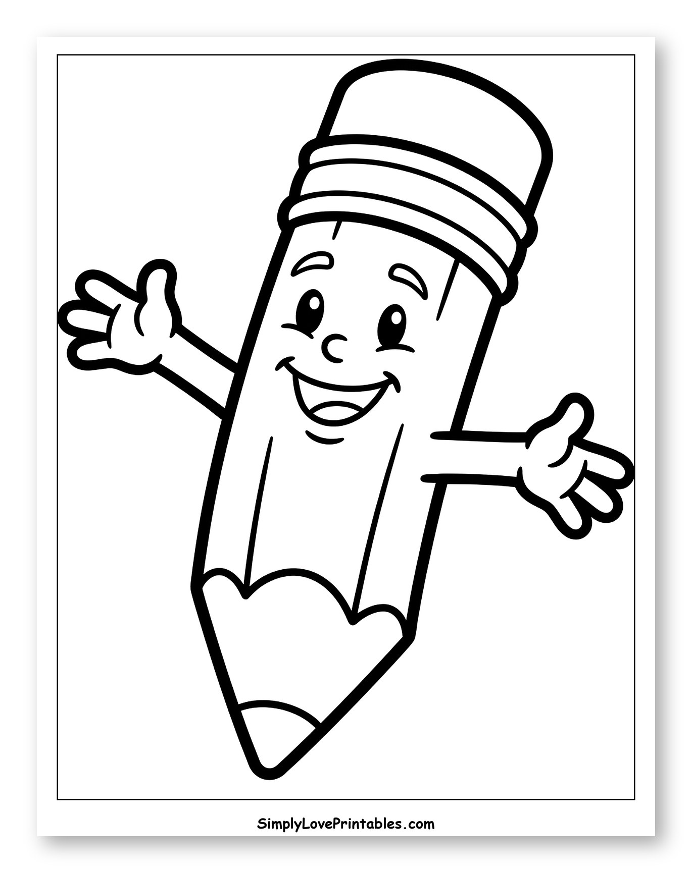 Happy Cartoon Pencil Character