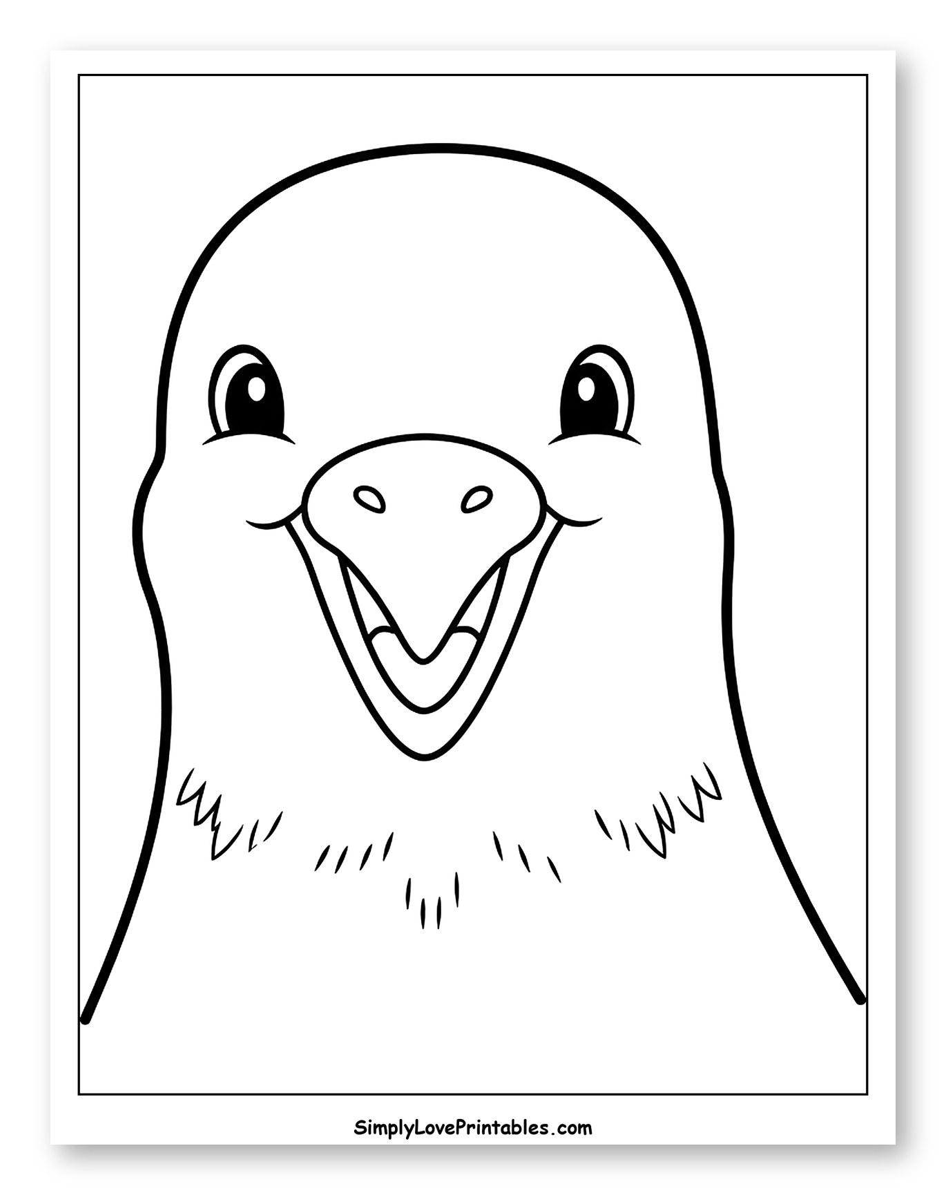 Happy Cartoon Pigeon Head Coloring Sheet for Toddlers