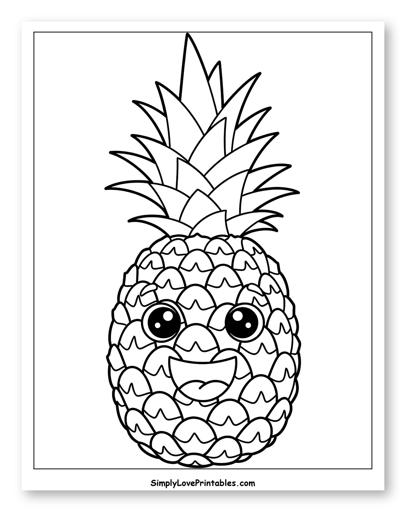 Happy Cartoon Pineapple with Big Eyes