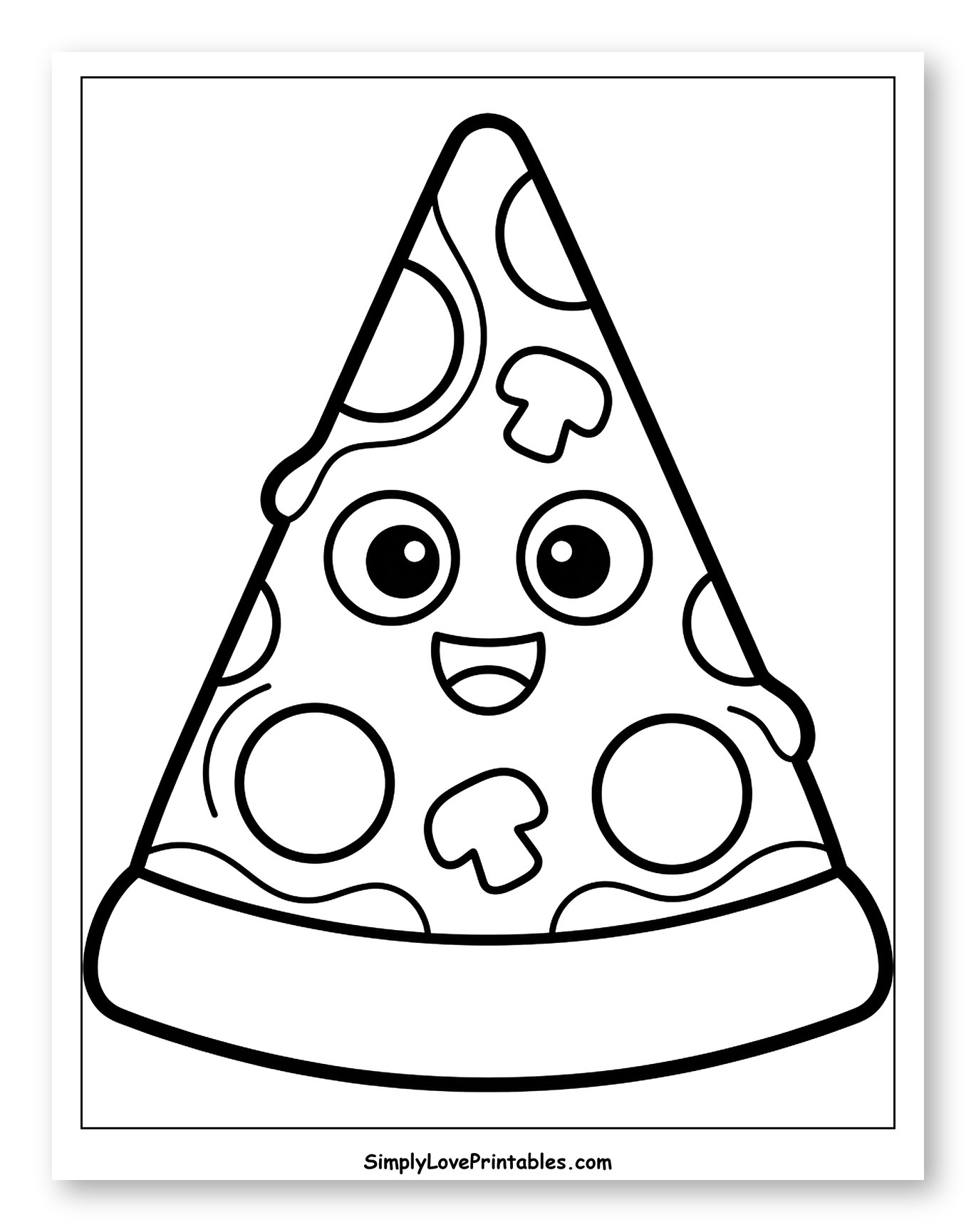 Happy Cartoon Pizza Slice with Toppings