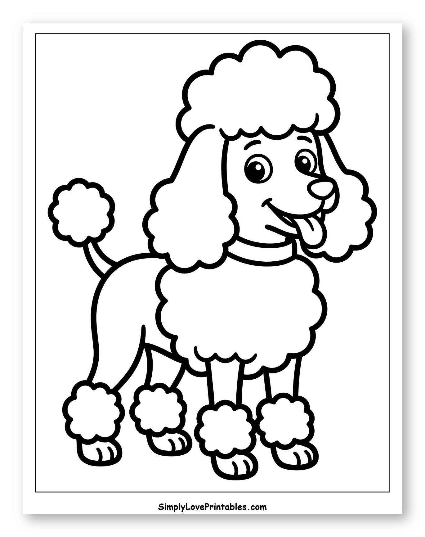 Happy Cartoon Poodle with Tongue Out
