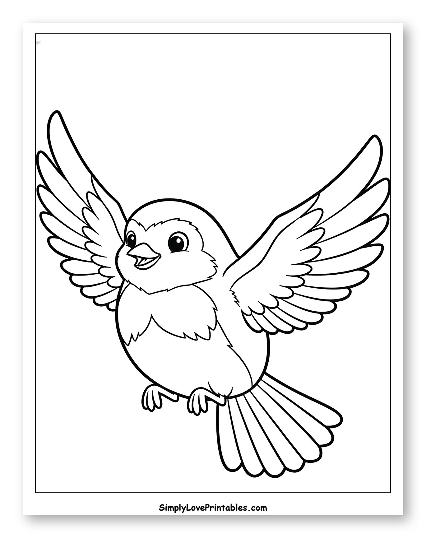 Happy Cartoon Robin Flying with Wings Spread