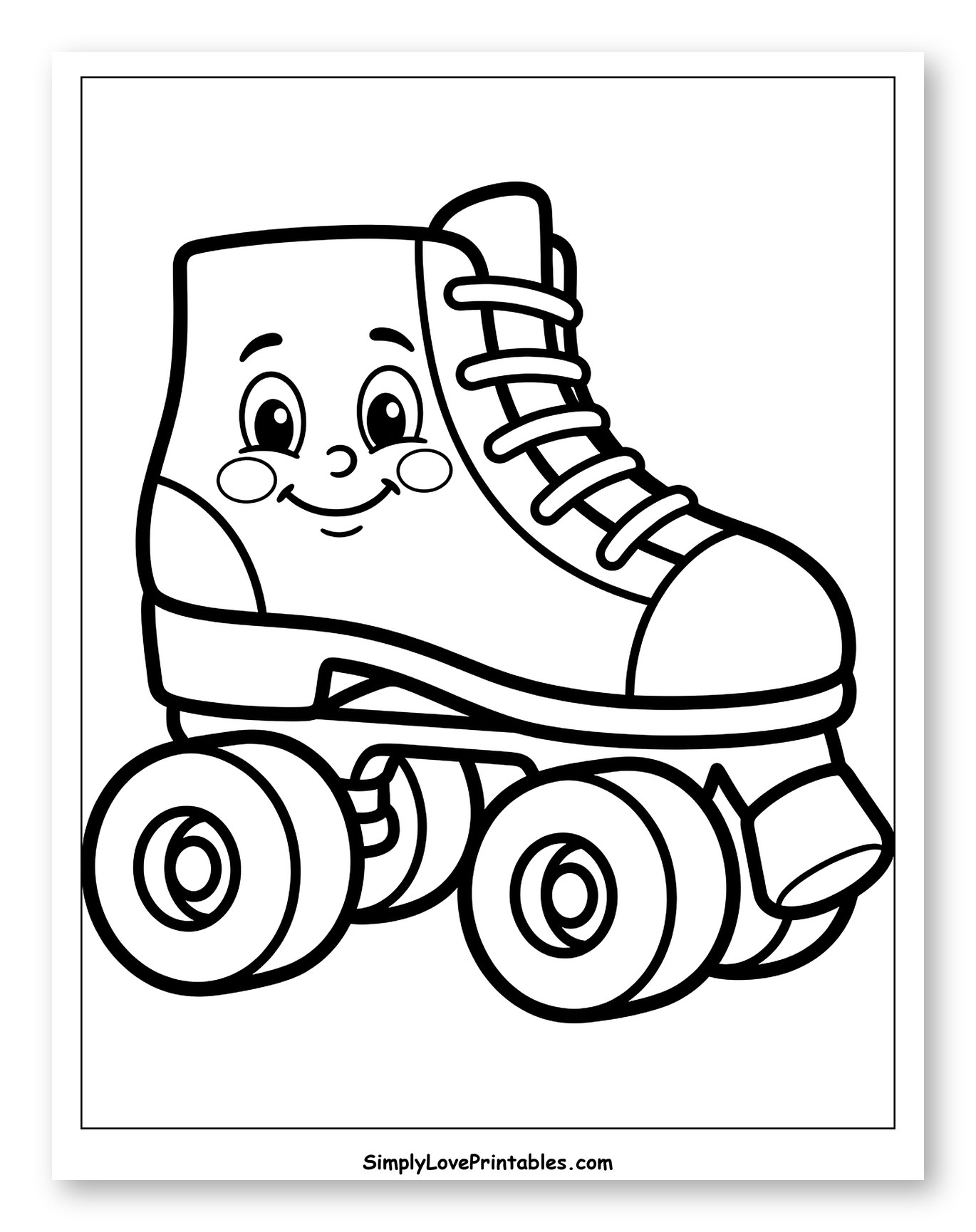 Happy Cartoon Roller Skate to Color for Toddlers