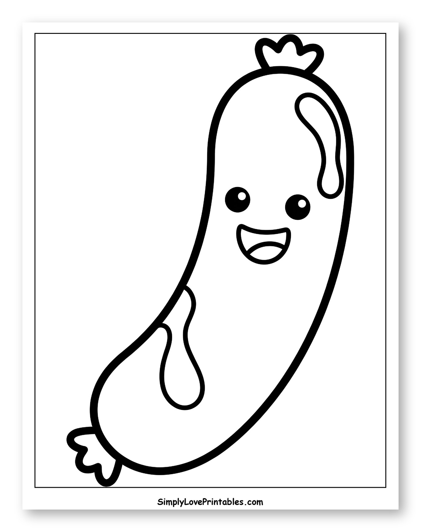 Happy Cartoon Sausage with Sauce to Color for Toddlers
