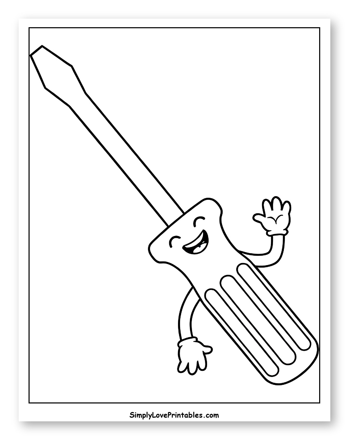 Happy Cartoon Screwdriver Waving