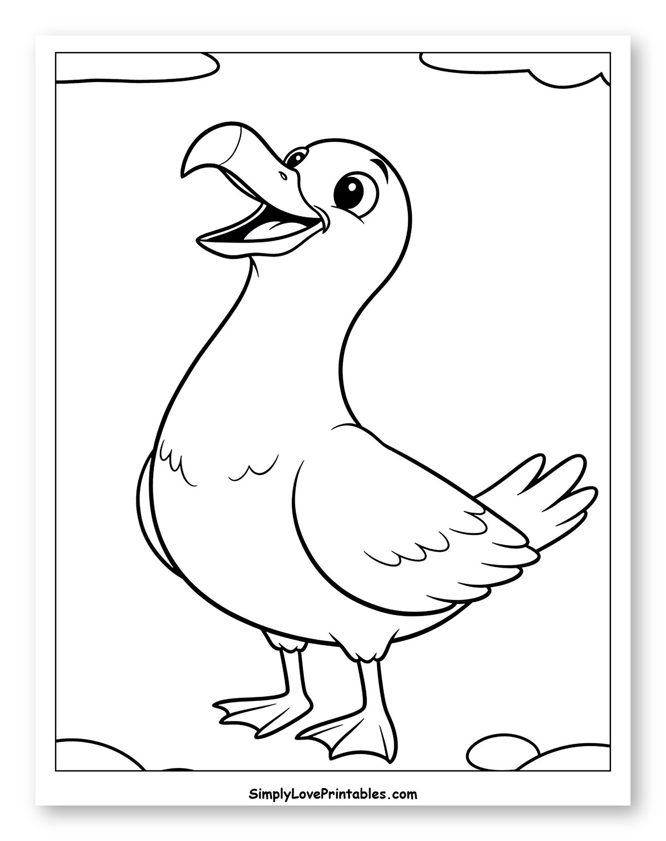 Happy Cartoon Seagull Looking Up