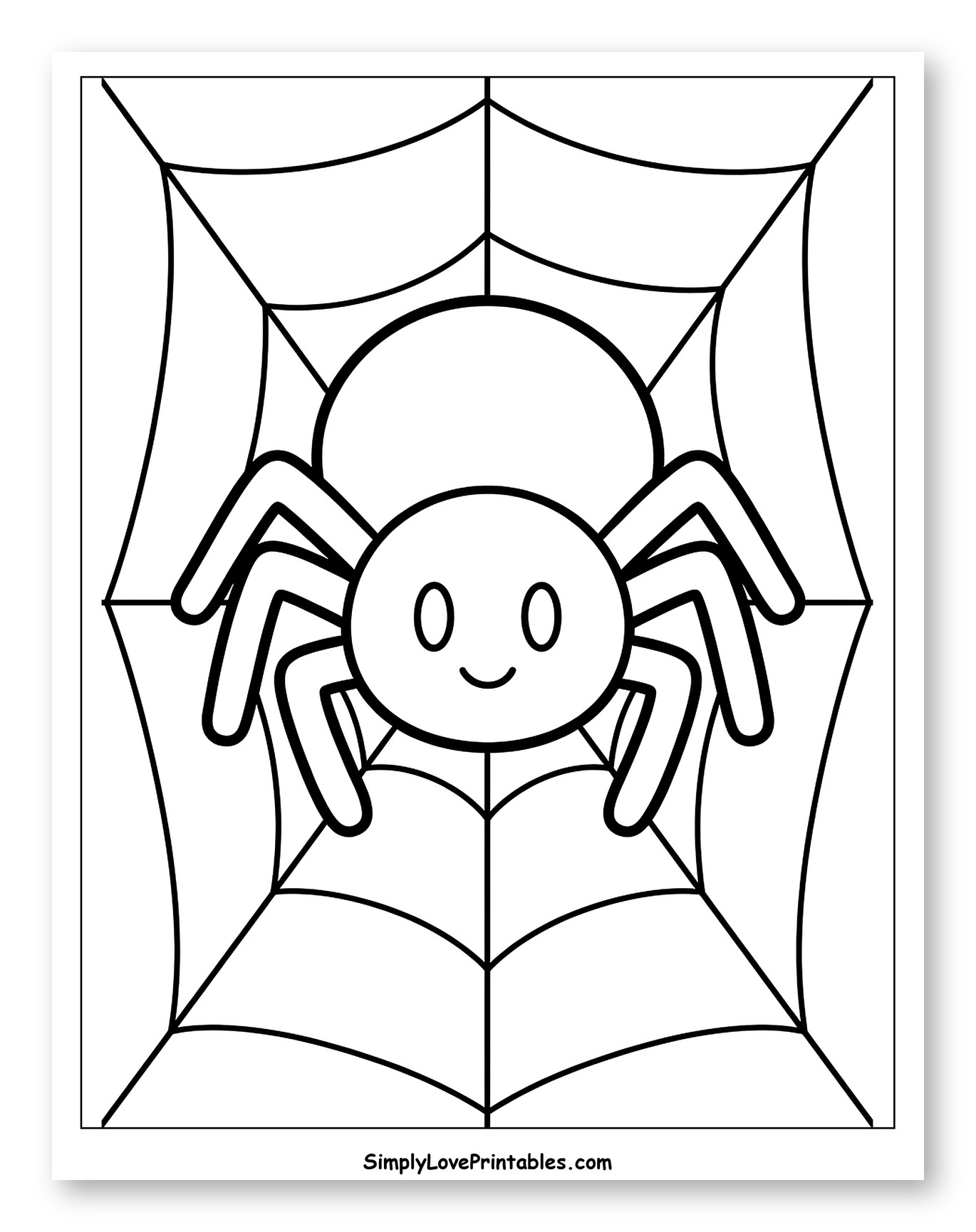 Happy Cartoon Spider on a Spiderweb