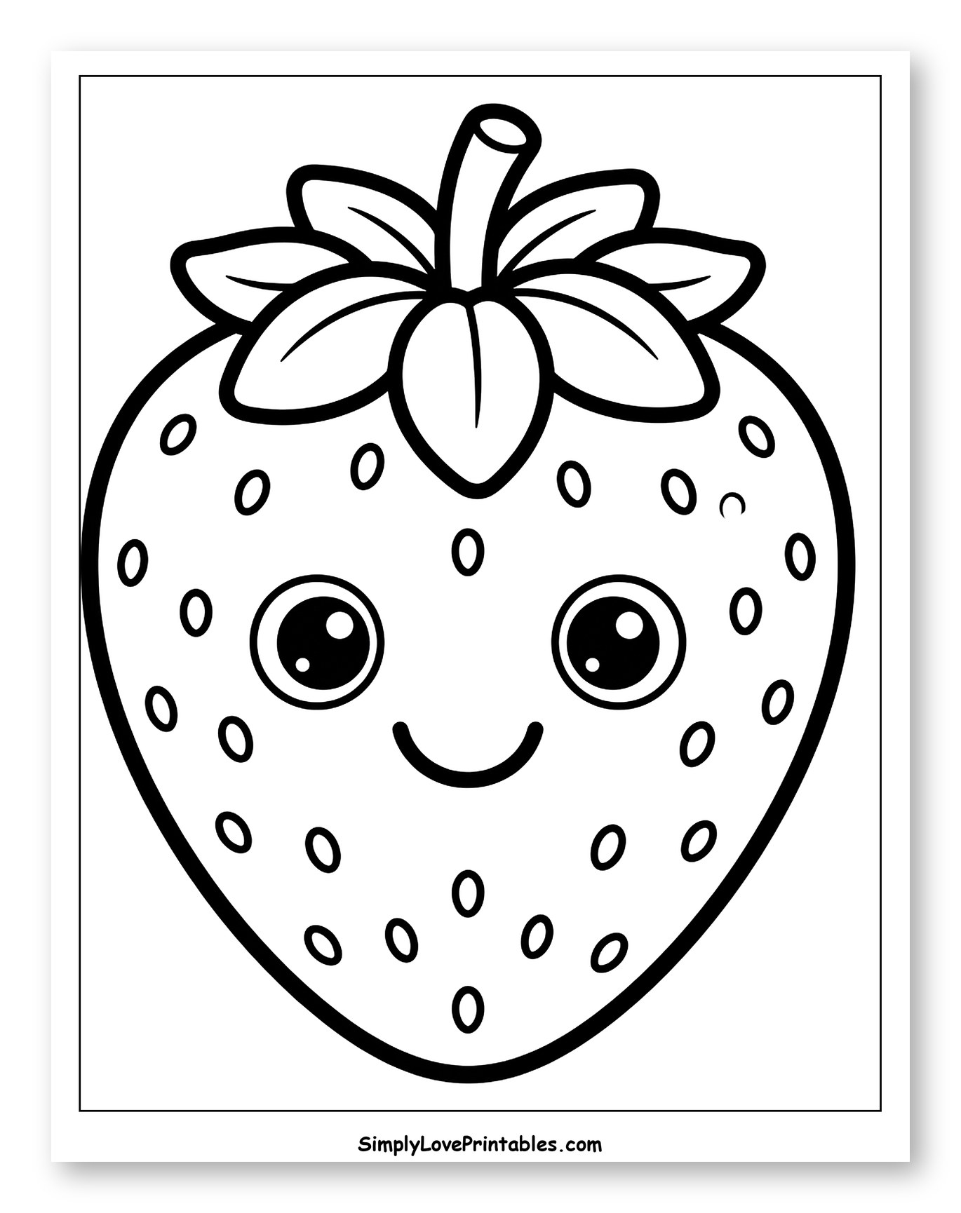 Happy Cartoon Strawberry Outline