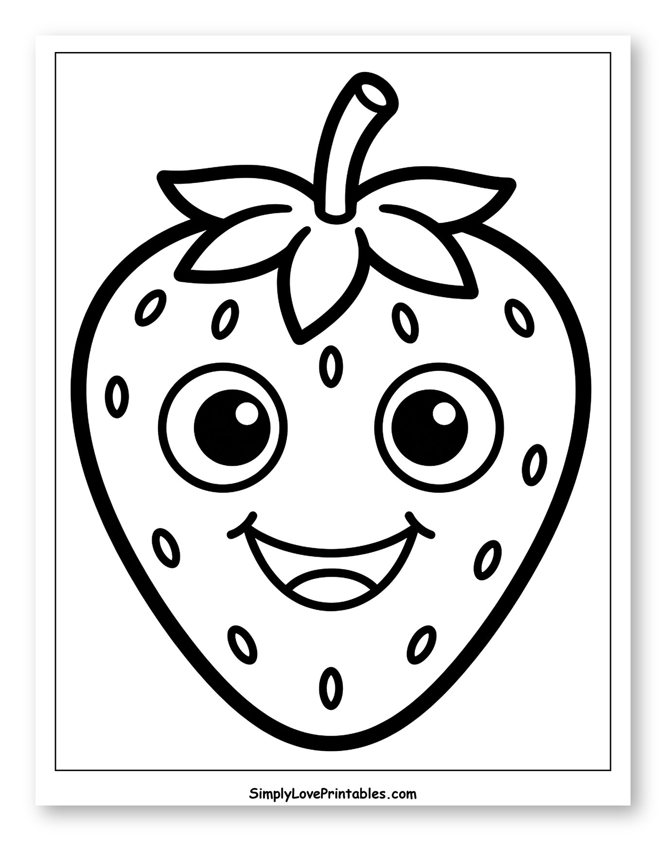 Happy Cartoon Strawberry with a Big Smile