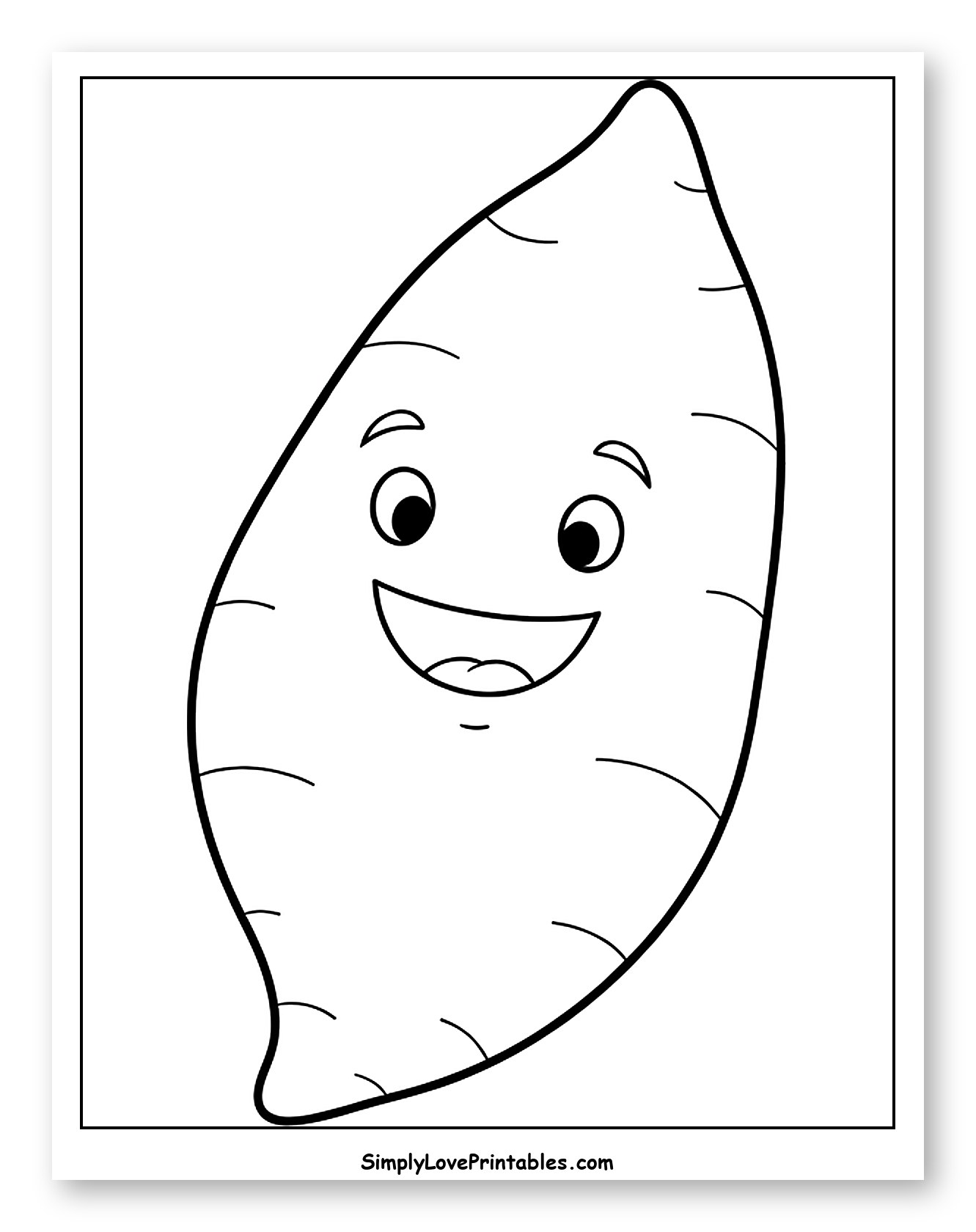 Happy Cartoon Sweet Potato Outline