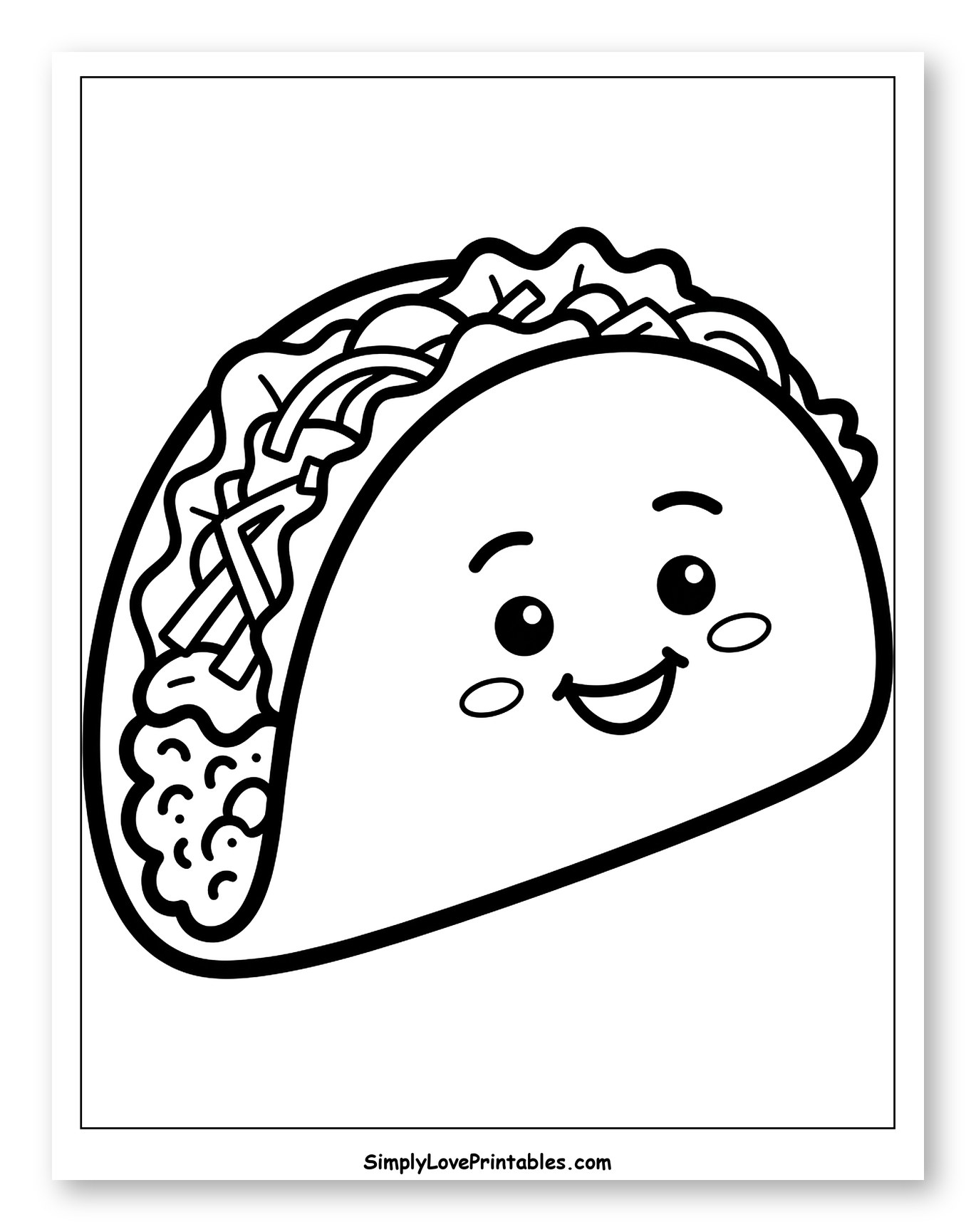 Happy Cartoon Taco with Filling