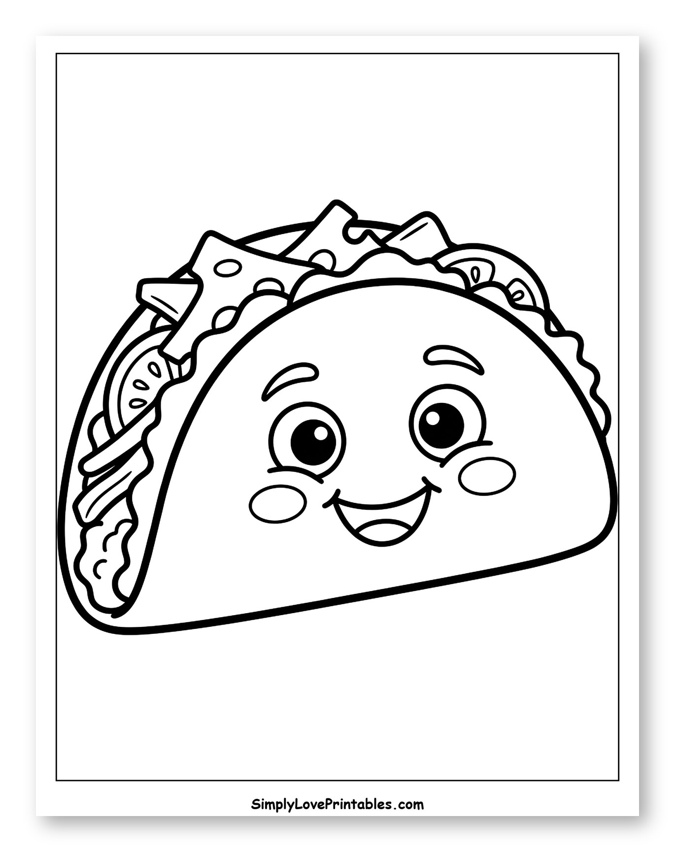 Happy Cartoon Taco with Smiling Face