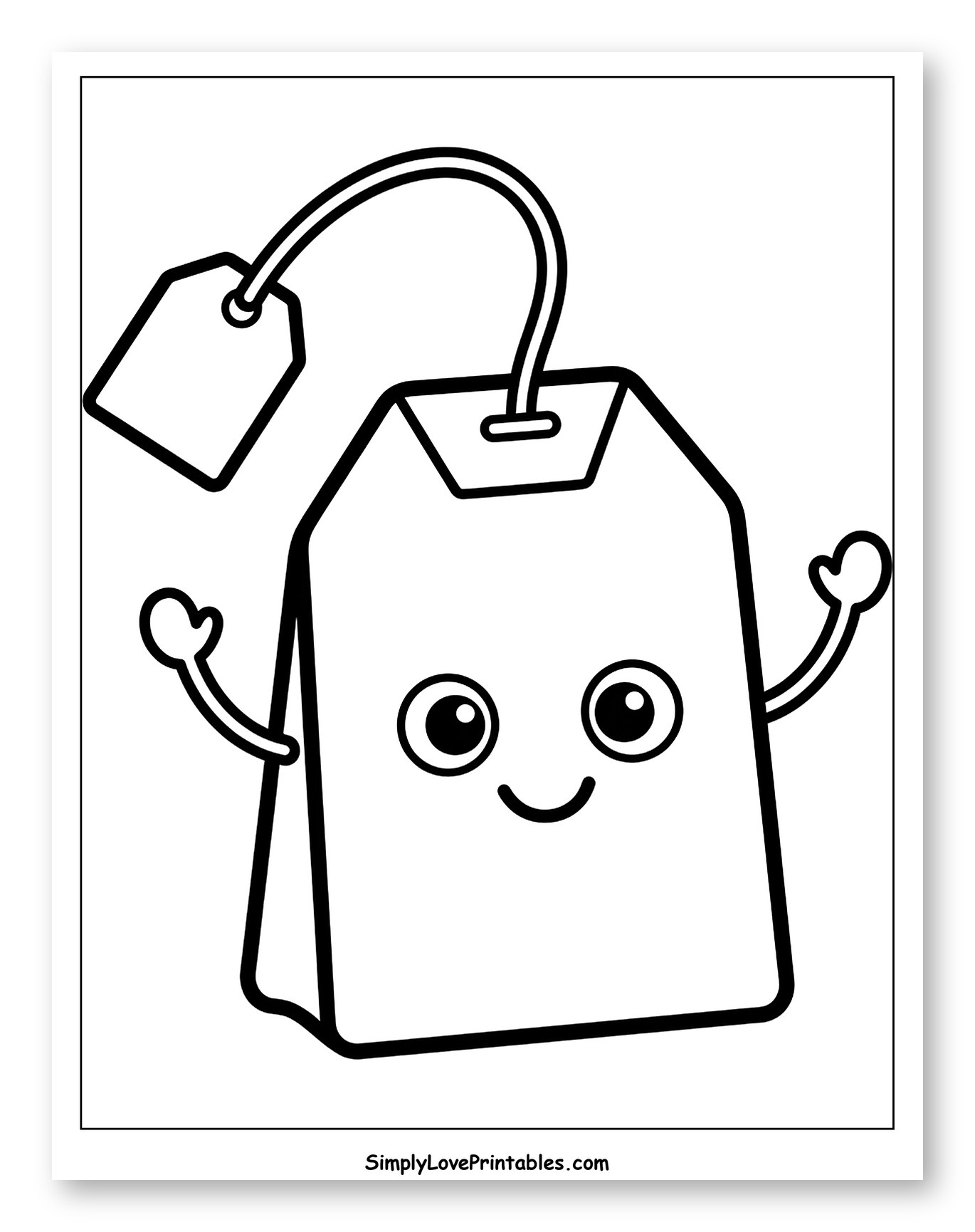 Happy Cartoon Teabag with Tag and Arms