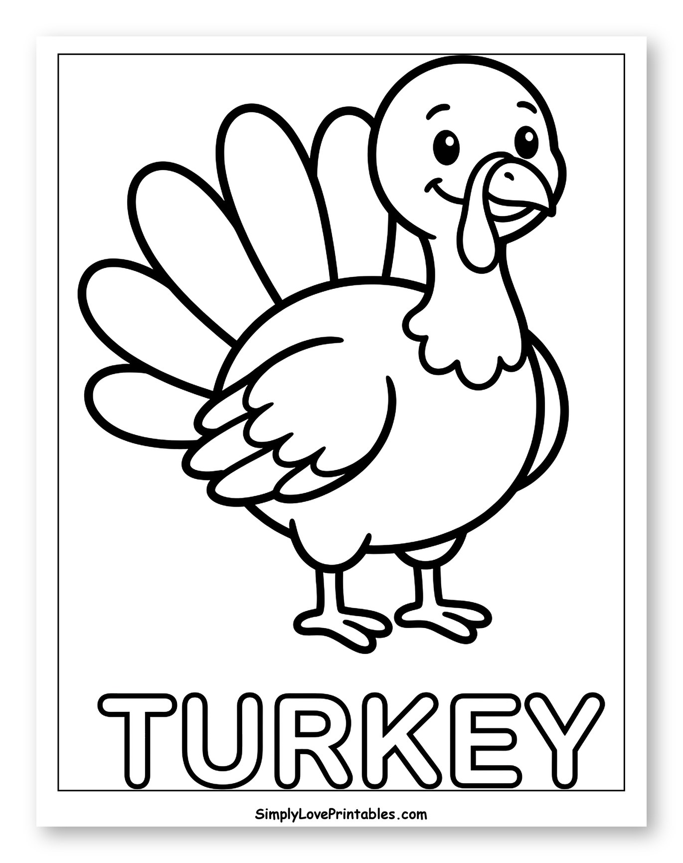 Happy Cartoon Turkey with TURKEY Text