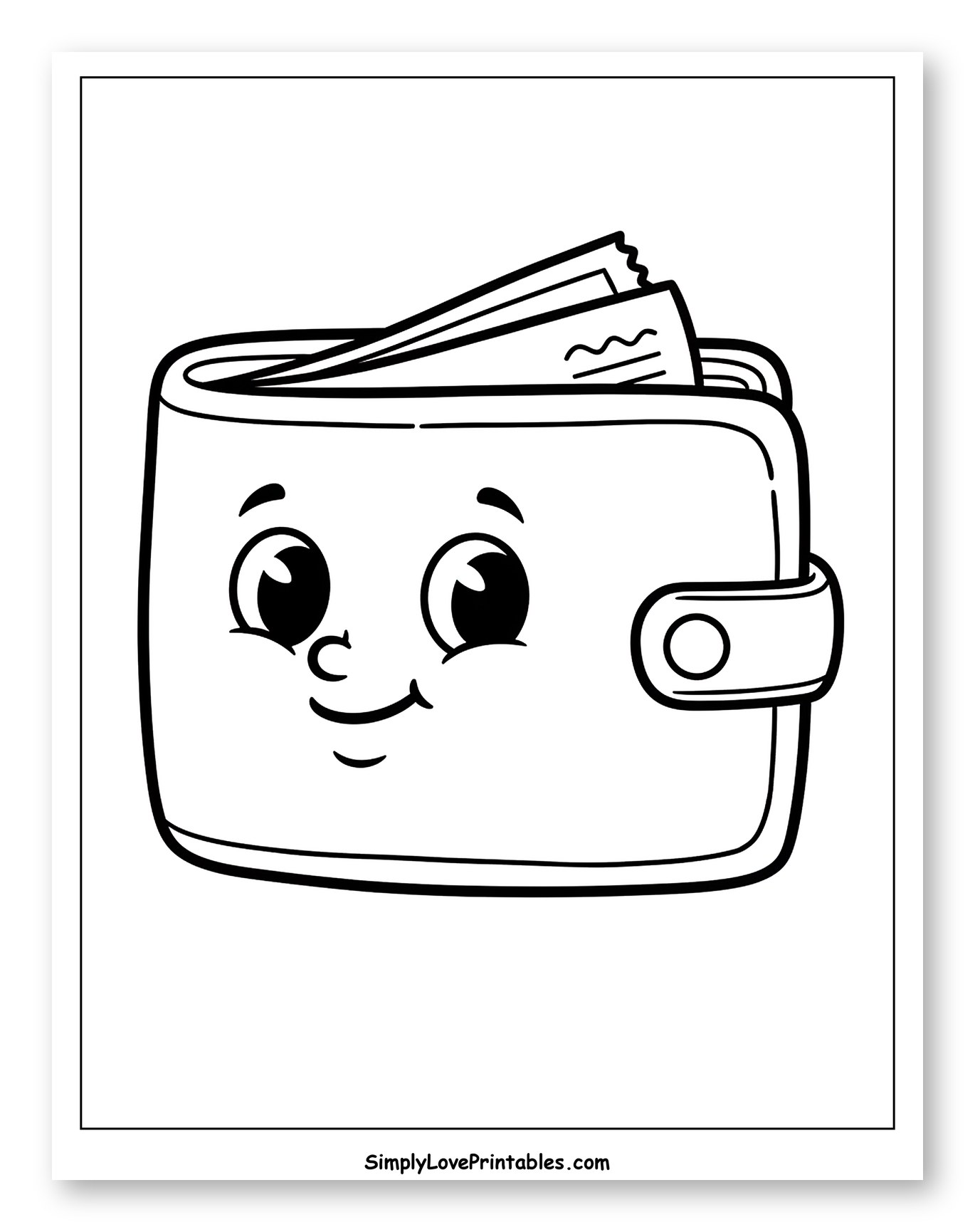 Happy Cartoon Wallet Holding Bills