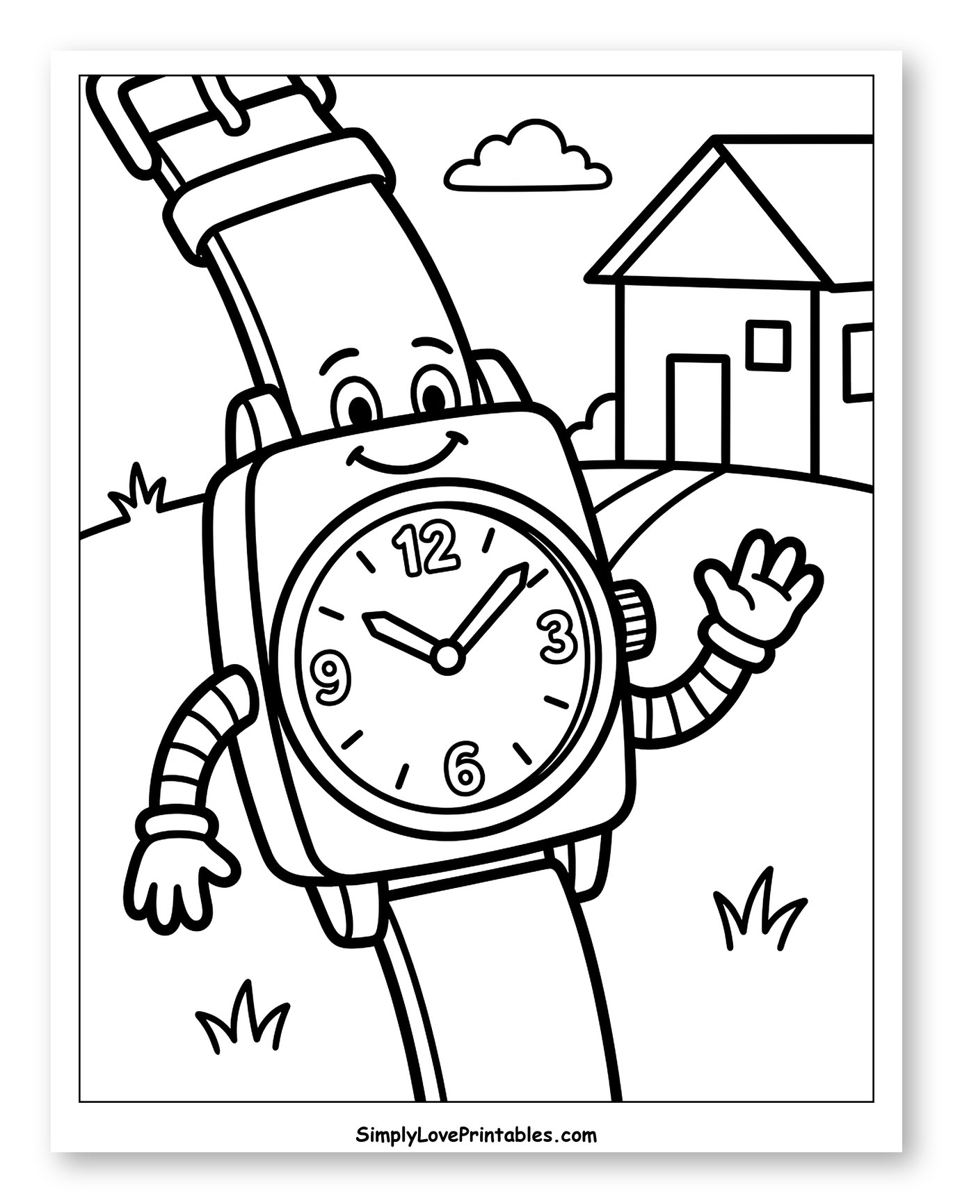 Happy Cartoon Watch in a Landscape