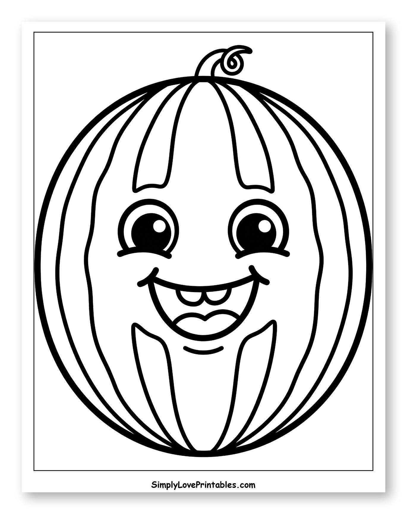 Happy Cartoon Watermelon Character Coloring Sheet for Toddlers