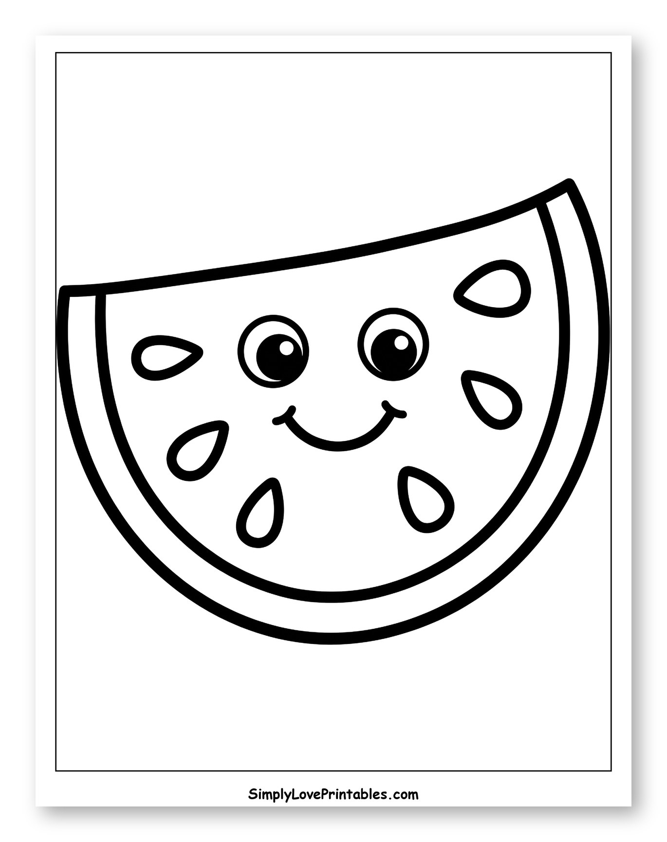 Happy Cartoon Watermelon Slice Coloring Sheet for Toddlers