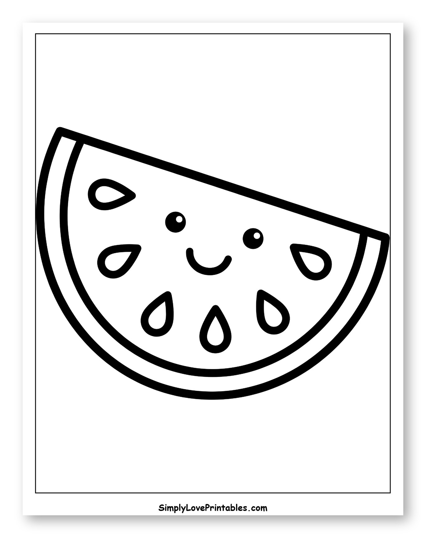 Happy Cartoon Watermelon Slice with Seeds
