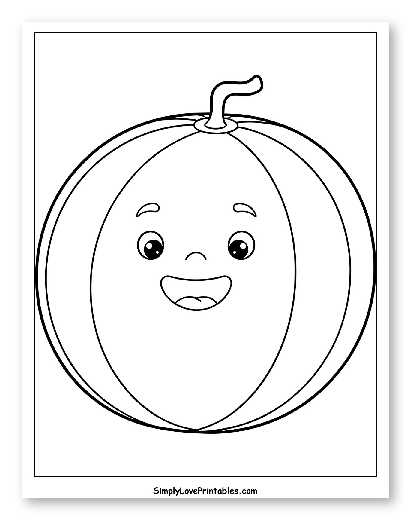 Happy Cartoon Watermelon with Stem