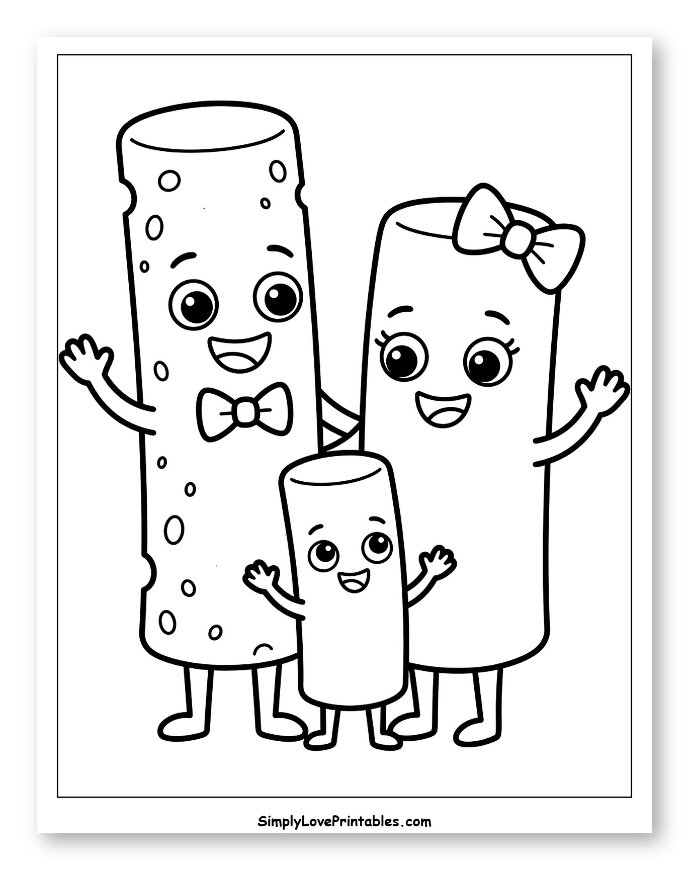 Happy Cheese Stick Family Coloring Page for Kids
