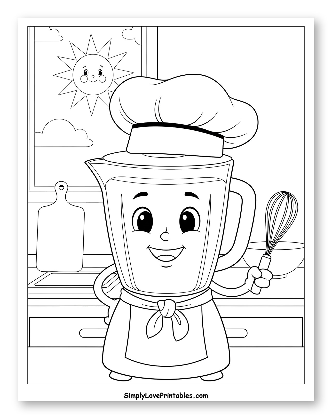 Happy Chef Blender Holding a Whisk