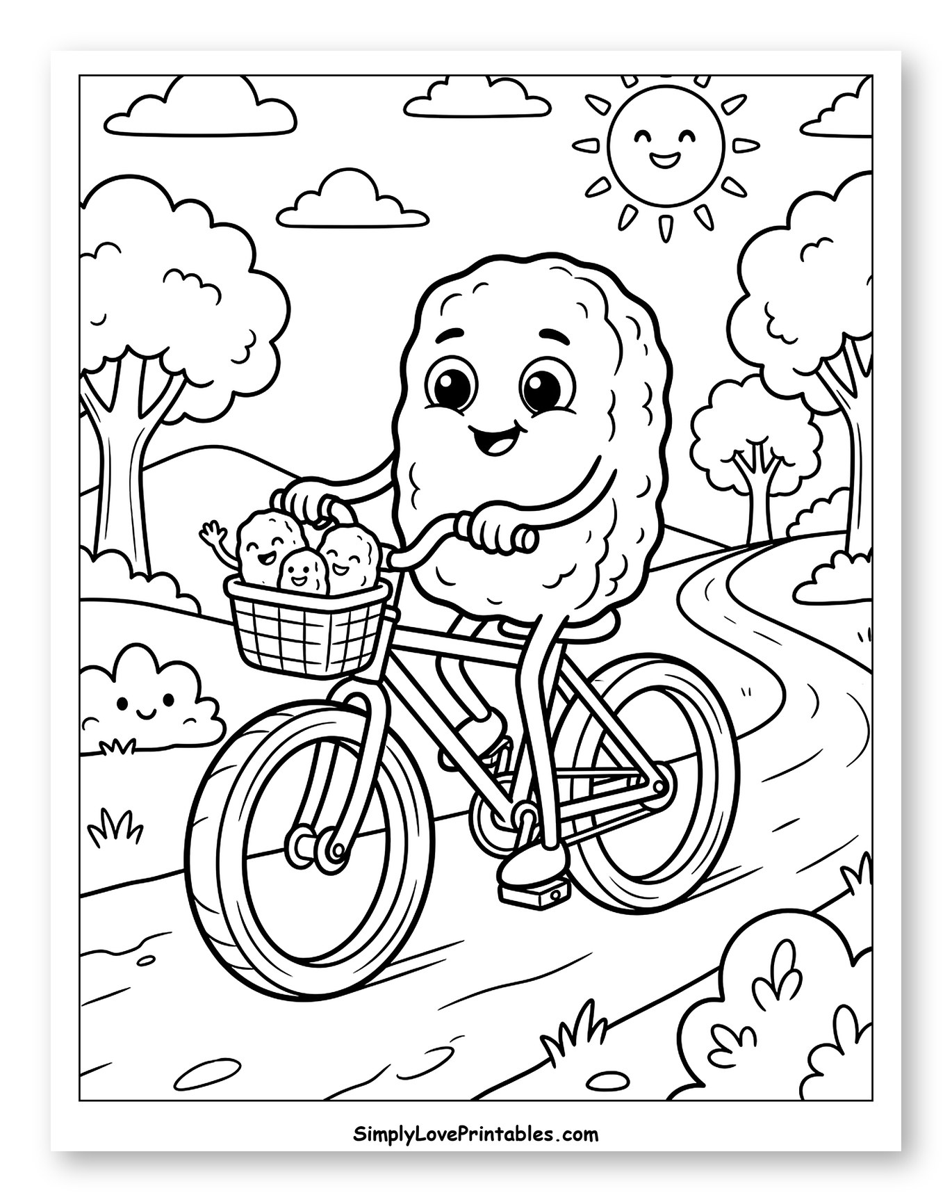 Happy Chicken Nugget Riding Bicycle with Friends