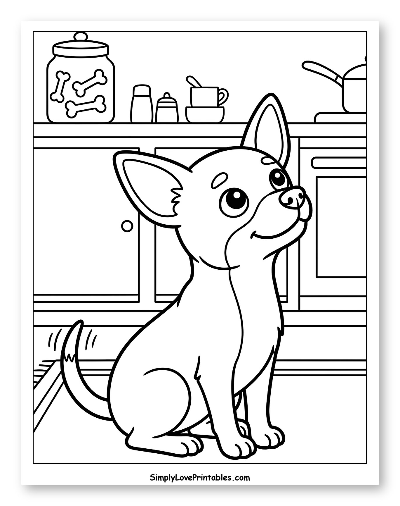 Happy Chihuahua Dog in a Kitchen