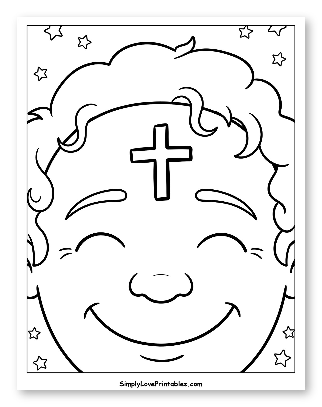 Happy Child with Ash Wednesday Cross