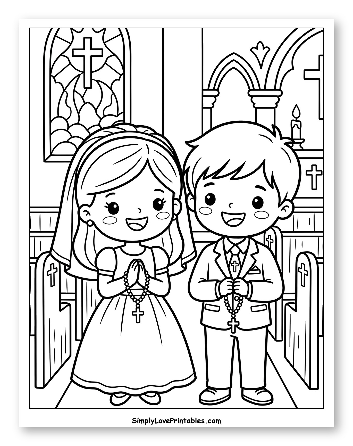 Happy Children Celebrating First Holy Communion