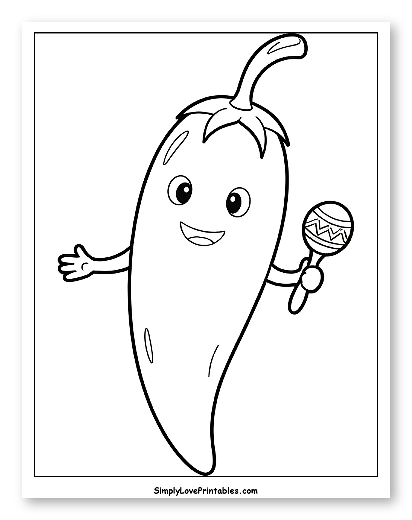 Happy Chili Pepper with Maraca