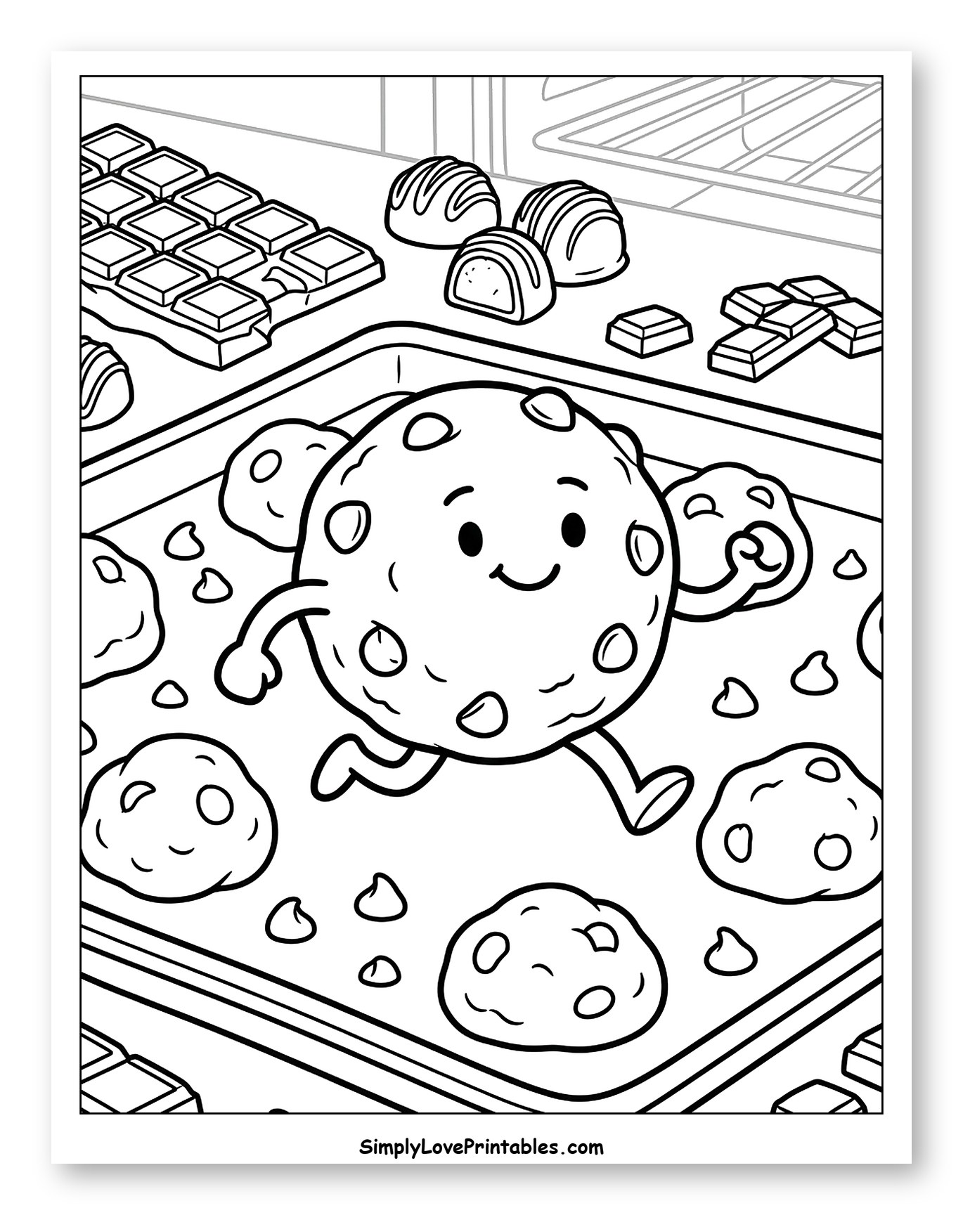 Happy Chocolate Chip Cookie Escaping Baking Sheet