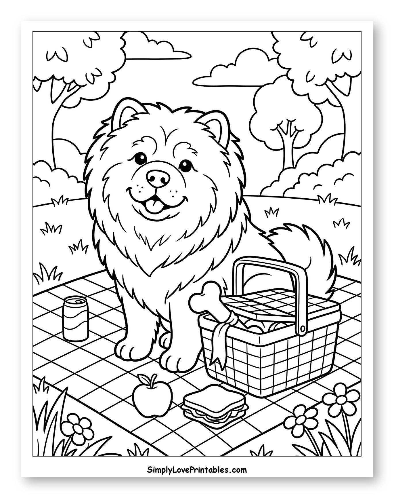Happy Chow Chow Dog Enjoying a Picnic