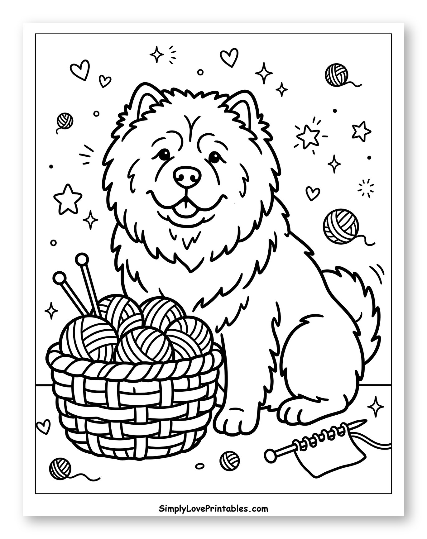 Happy Chow Chow with Yarn and Knitting to Color for Adults