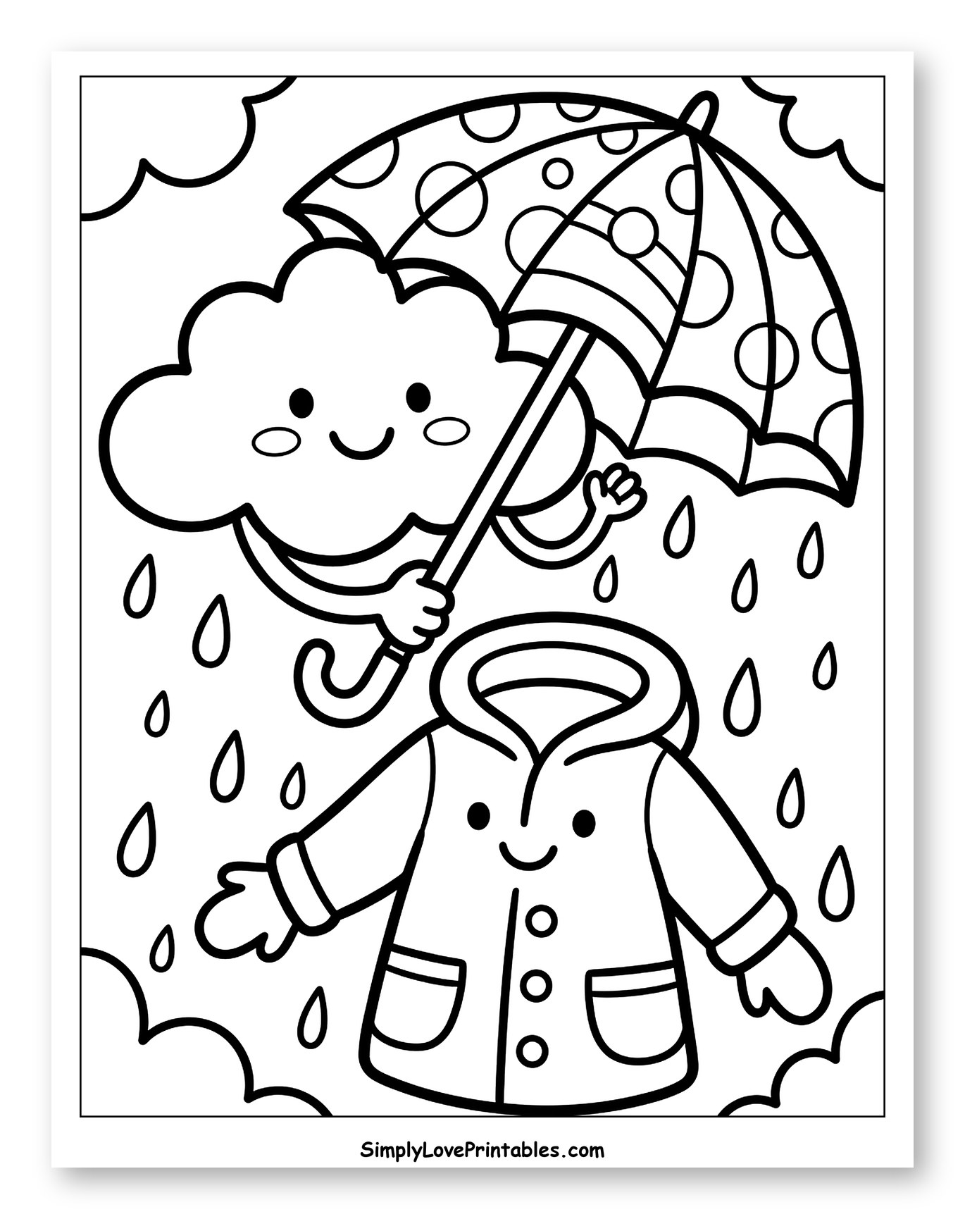 Happy Cloud and Raincoat in the Rain