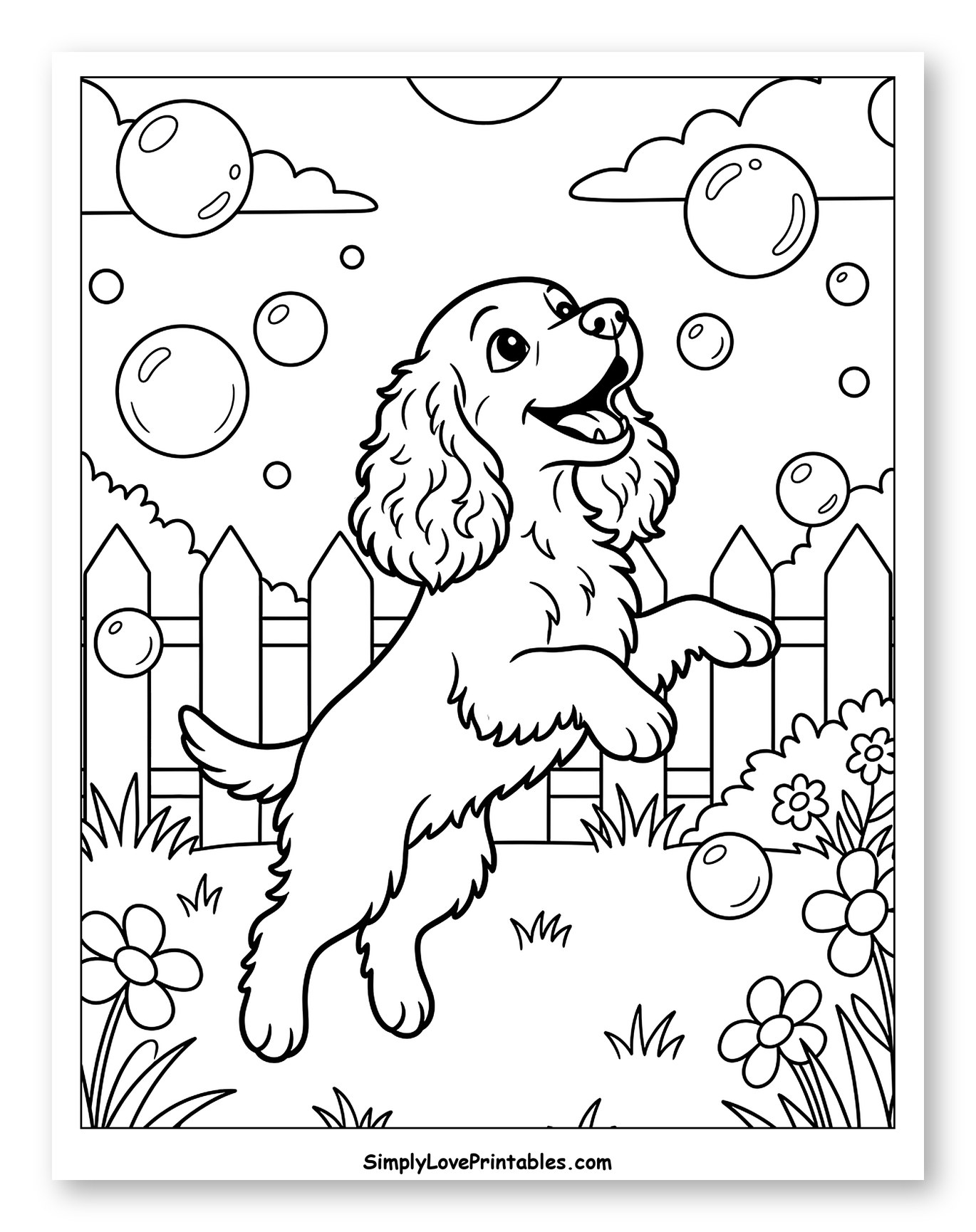 Happy Cocker Spaniel Chasing Bubbles Outdoors