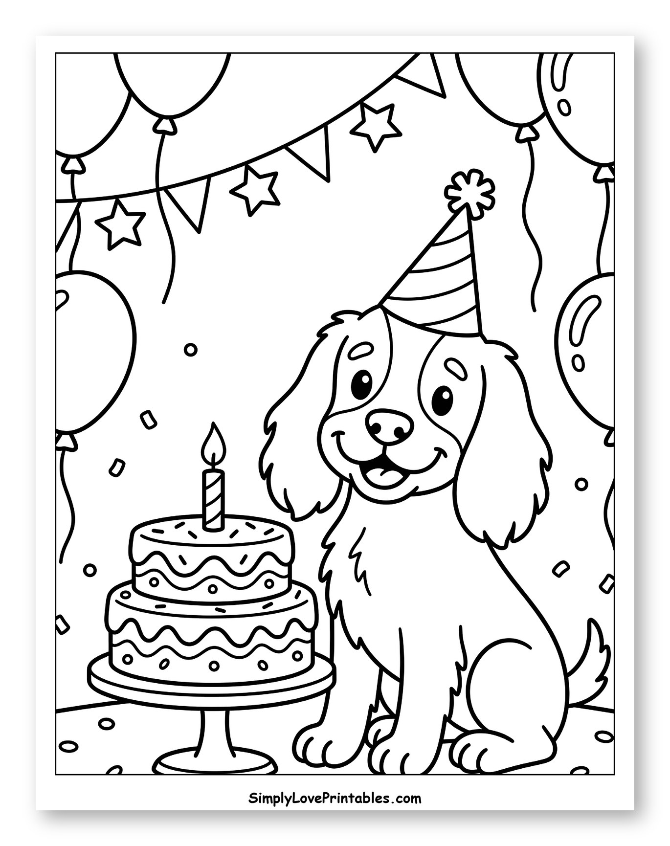 Happy Cocker Spaniel Puppy with Birthday Cake